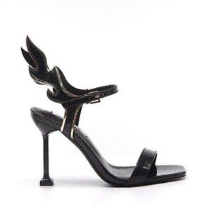 Black Heels With Flame Accent